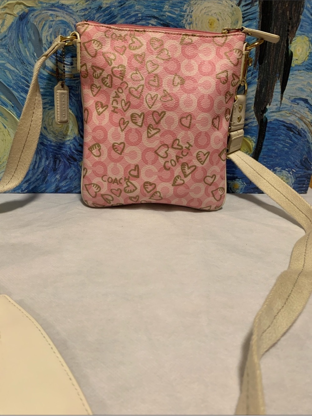 Y2K Coach Waverly Hearts Pink Signature CC Swingpack Crossbody Bag - Picture 4 of 8
